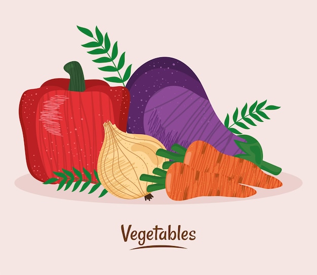 Fresh vegetables five icons