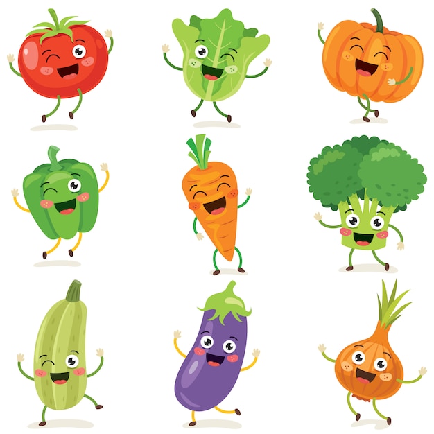 Cute Vegetables Cartoons Characters .vector Stock Vector