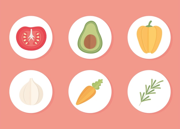 Vector fresh vegetables icons