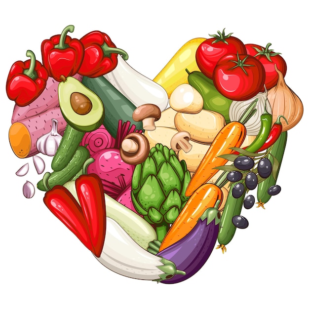 Vector fresh vegetables illustration vegetables mix