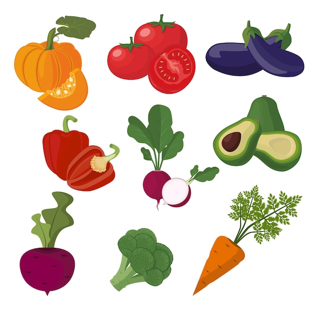 Cartoon fresh vegetables set 11520488 Vector Art at Vecteezy