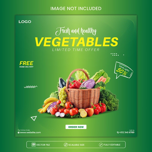 fresh vegetables social media banner template