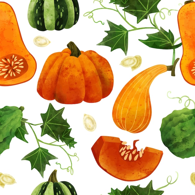 Fresh veggies seamless pattern hand drawn vector