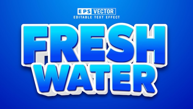 Fresh Water 3d Style Editable Text Effect Vector With Background