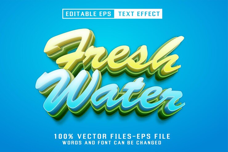 Vector fresh water editable text effect