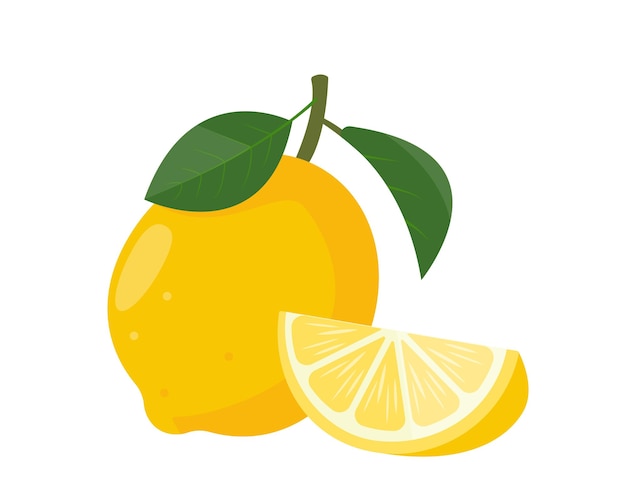 Vettore frutta di limone gialla fresca con foglie e parte di limone smoothie detox di succo di frutta biologico vitamina c