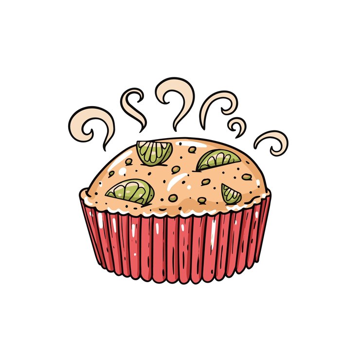 वेक्टर freshly baked muffin with lime slices is appetizing and a sweet treat for anyone