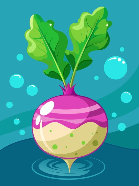 Freshly harvested turnips rest in a crystalclear pool of water their smooth skin and vibrant greens