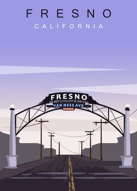 Fresno modern vector poster. Fresno, California