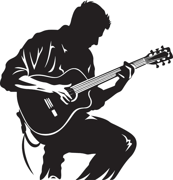 Fretboard Finesse Musician Iconic Emblem Acoustic Anthem Guitarist Logo Design