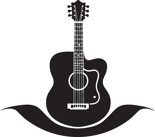Vector fretboard fusion iconic guitar logo acoustic aura vector gitaar emblem