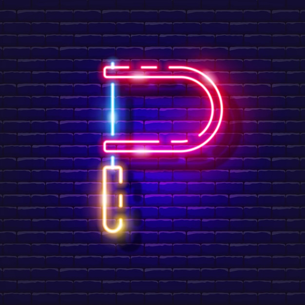 Vector fretsaw neon icon vector illustration for design repair tool glowing sign construction tools concept