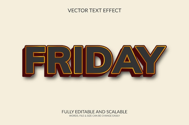 Vector friday 3d fully editable vector text effect design template