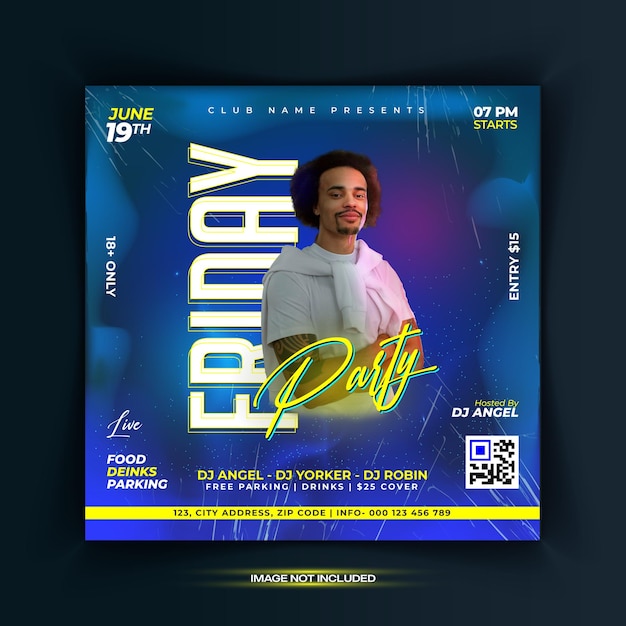 Vector friday night flyer and social media post template