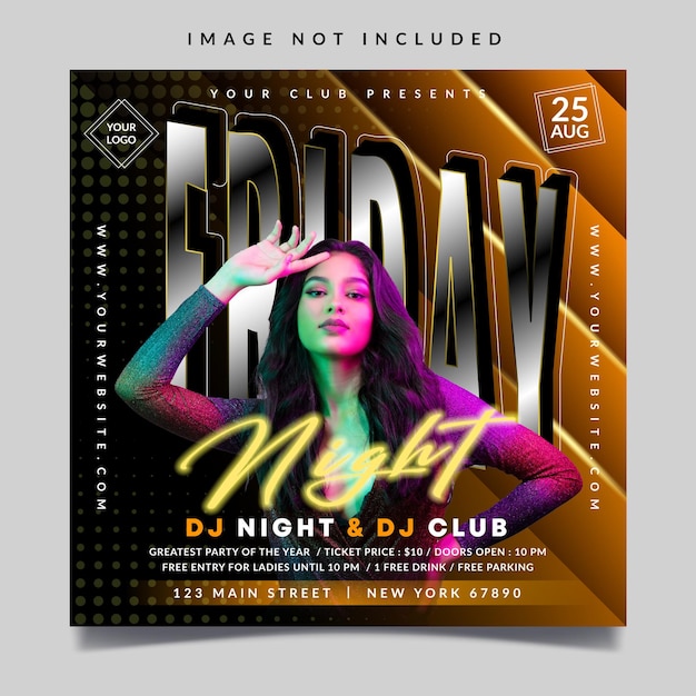 Vector friday night flyer template with orange and black combination