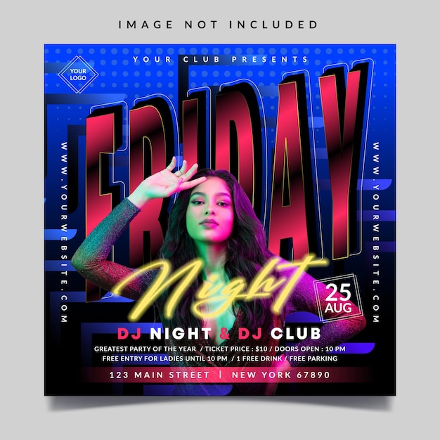 Vector friday night flyer template