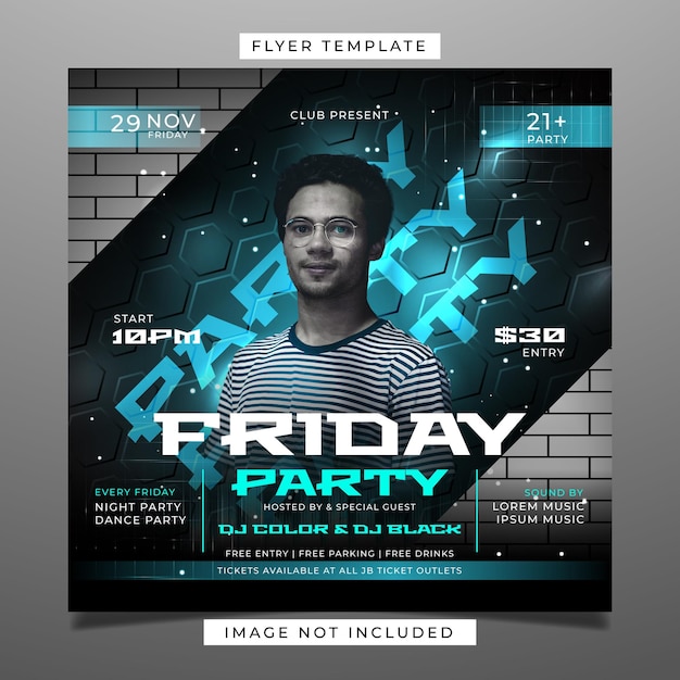 Vector friday night party flyer template