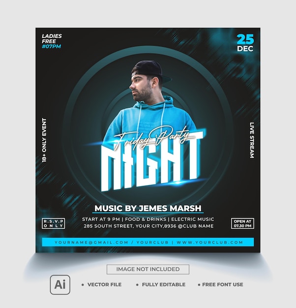 Friday night social media post and flyer design