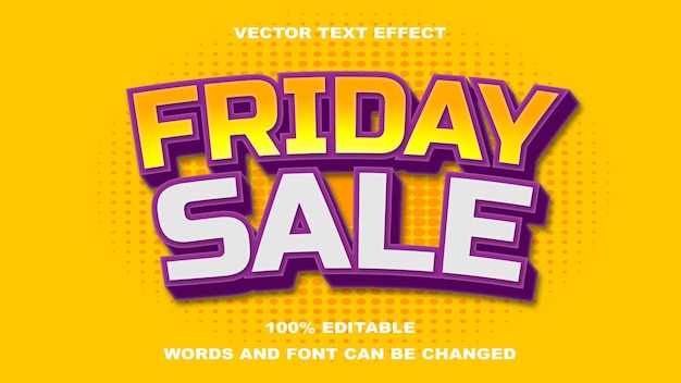 FRIDAY SALE YELLOW PURPLE WHITE STYLE EDITABLE TEXT EFFECT