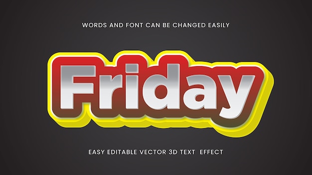 Friday text 3d style design