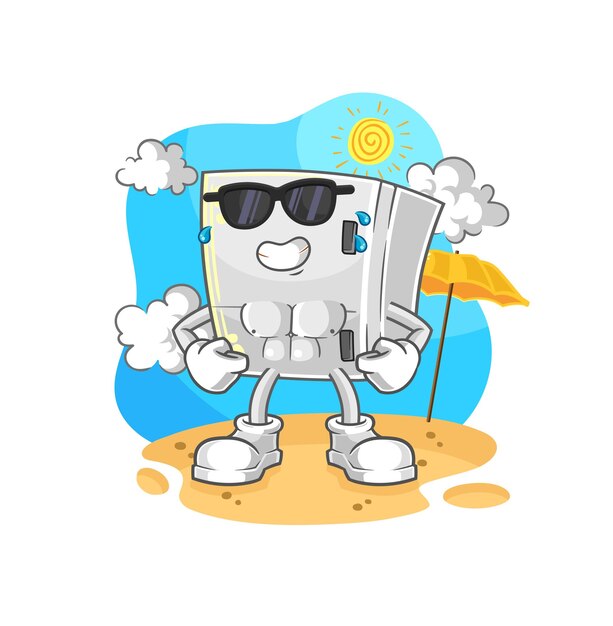 Fridge sunbathing in summer character vector