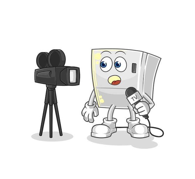 Fridge tv reporter cartoon cartoon mascot vector