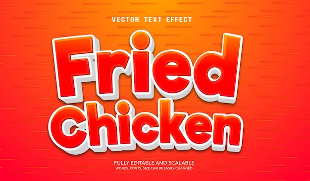 Vector fried chicken 3d editable text effect eps vector style