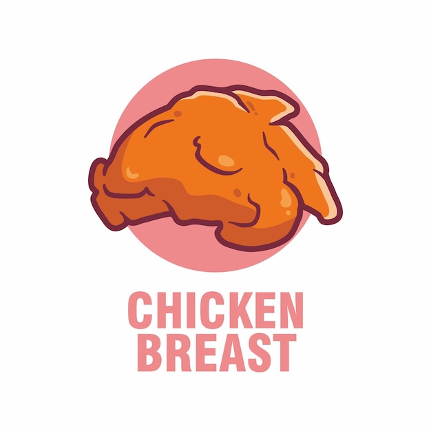 Vector a fried chicken breast with pink circle background