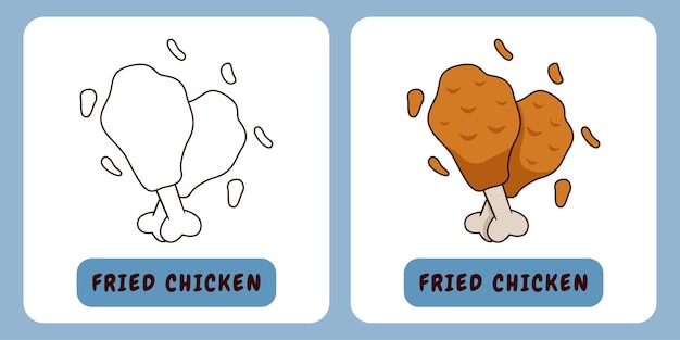 Fried Chicken cartoon afbeelding voor kinderen 39s kleurboek