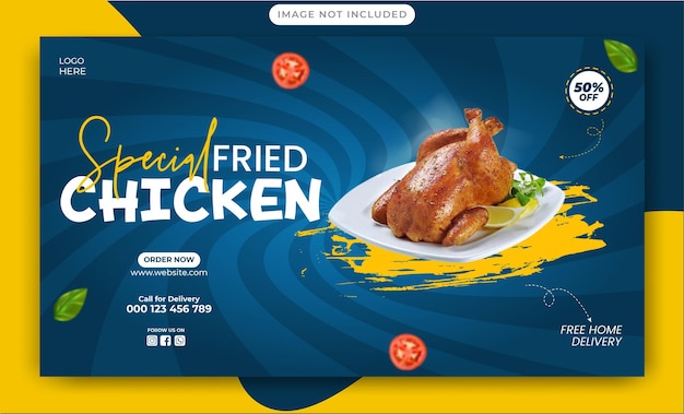 fried chicken delight menu promotie social media banner sjabloon