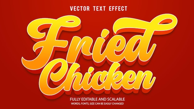 Vector fried chicken editable text effect vector template with cute background