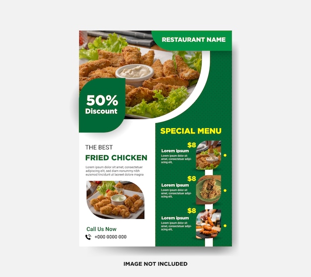 Fried chicken food flyer template