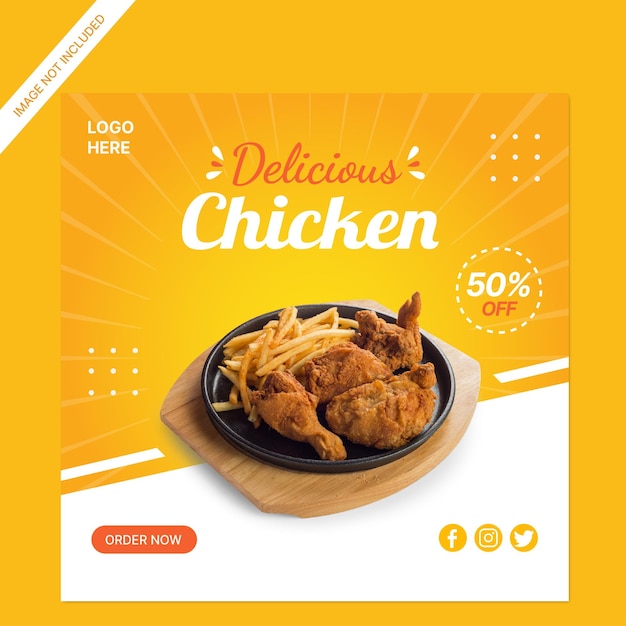 Vector fried chicken food social media promotion instagram post