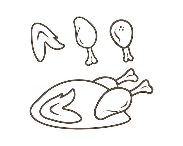 Fried chicken icon logo illustration vector