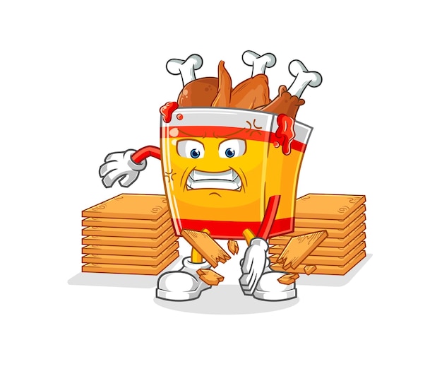 Fried chicken karate mascot cartoon vector