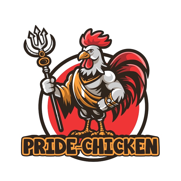 Vettore mascotte di fried chicken king un logo cool ed elegante per ristoranti, marchi di pollo fritto e altro ancora