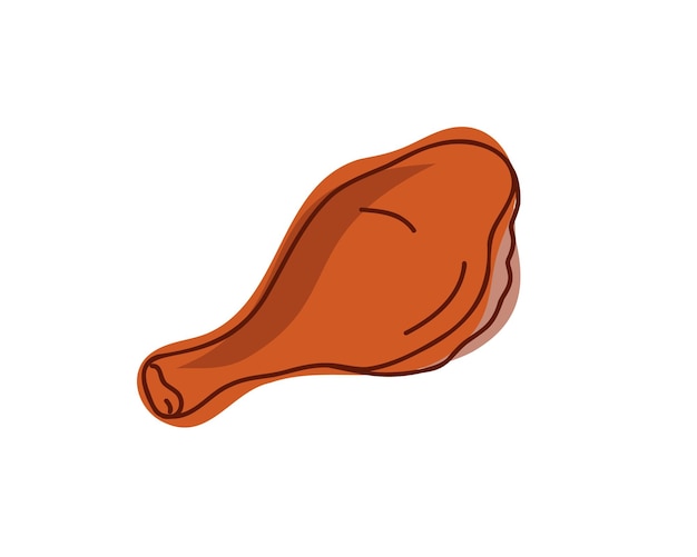 Vector fried chicken leg. doodle and flat vector illustration