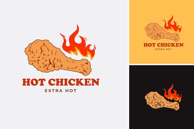 Vettore modello aziendale per il vettore di progettazione del branding di fried chicken logo restaurant