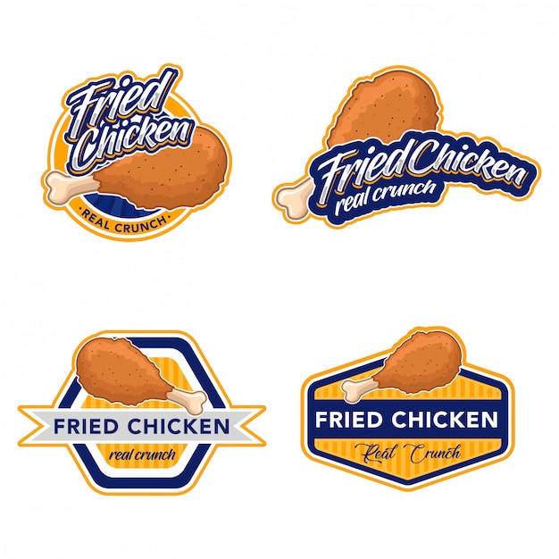 Fried chicken logo stock vector set