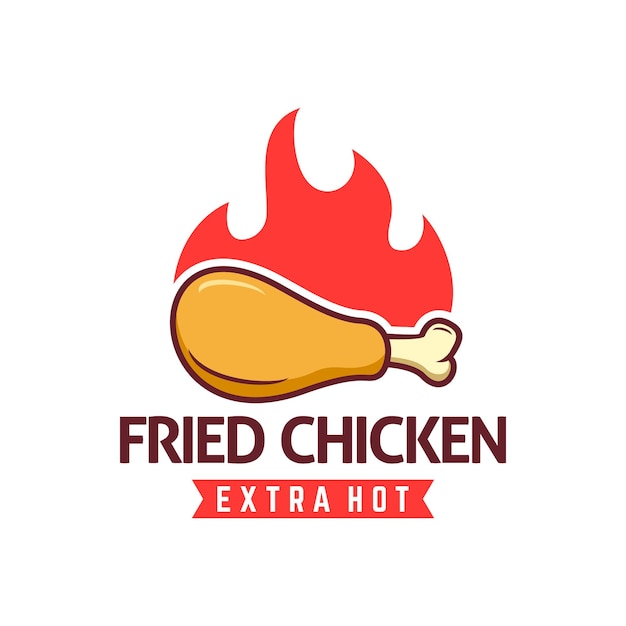 Modello di logo di pollo fritto adatto per il logo di ristoranti e bar