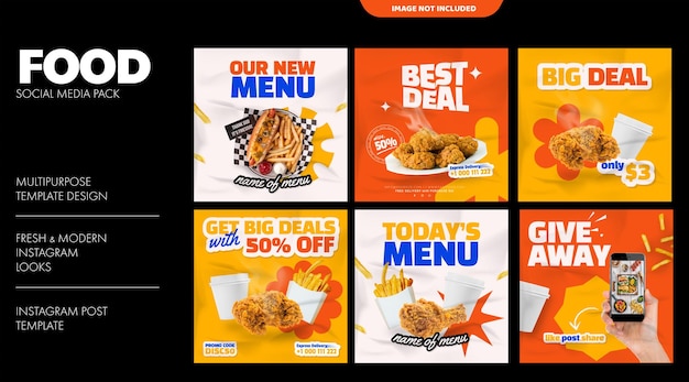 Vector fried chicken menu promotion social media banner