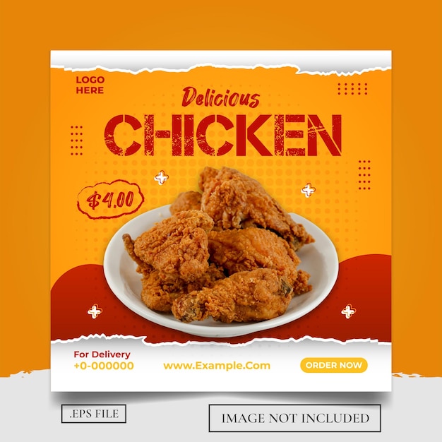 Fried chicken menu social media banner post template