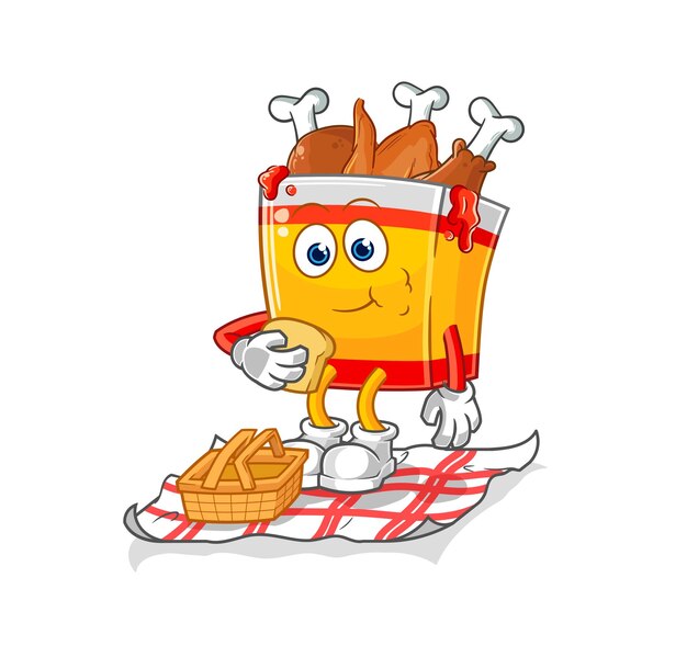 fried chicken on a picnic cartoon cartoon mascot vector