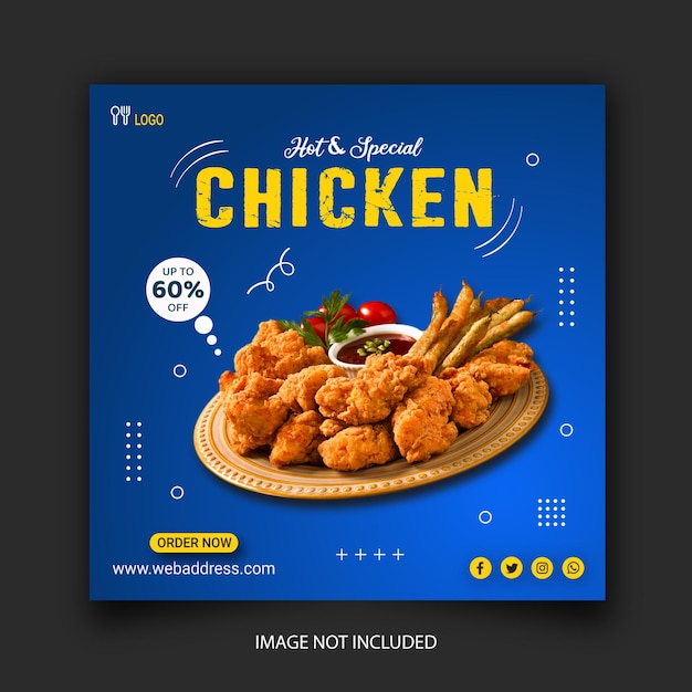 Vector fried chicken promotion and restaurant facebook or social media post template