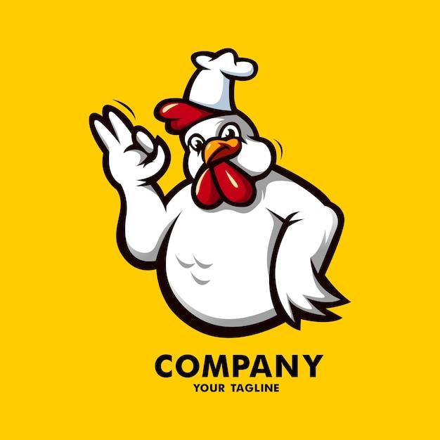 Vettore modello di logo della mascotte del ristorante di pollo fritto