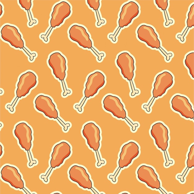 Vector fried chicken seamless pattern on brown