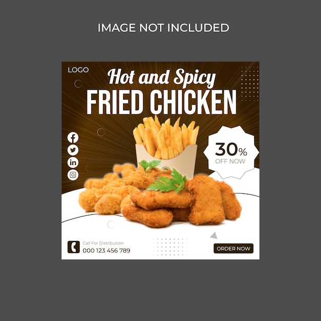 Fried chicken social media  and instagram post  template