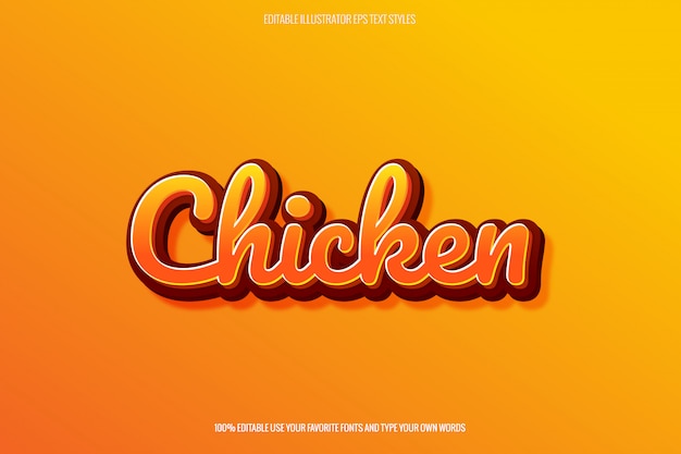 Effetto di testo a tema fried chicken per il creatore del logo