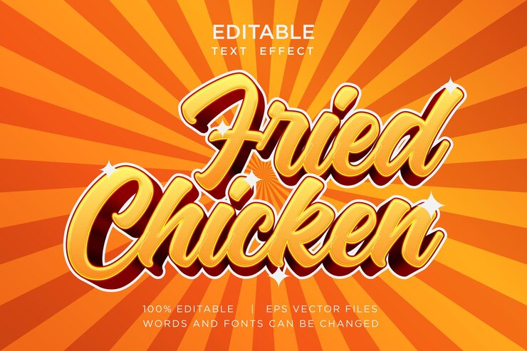 FRIED CHICKEN TITLE LABEL EFFECTS TEXT TEMPLATE MOCKUP