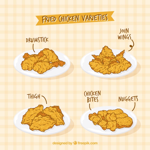 Vector fried chicken varieties